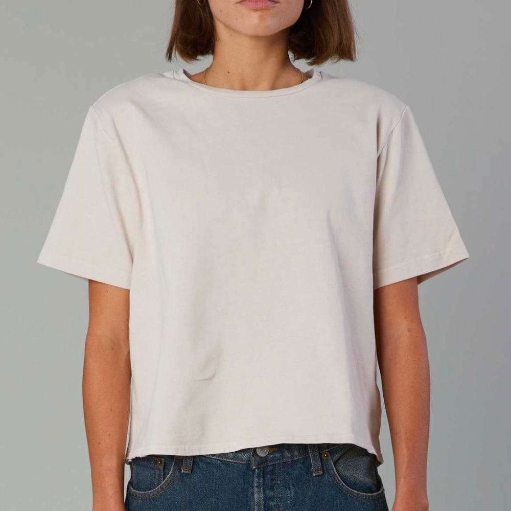 Still here football tee in bone